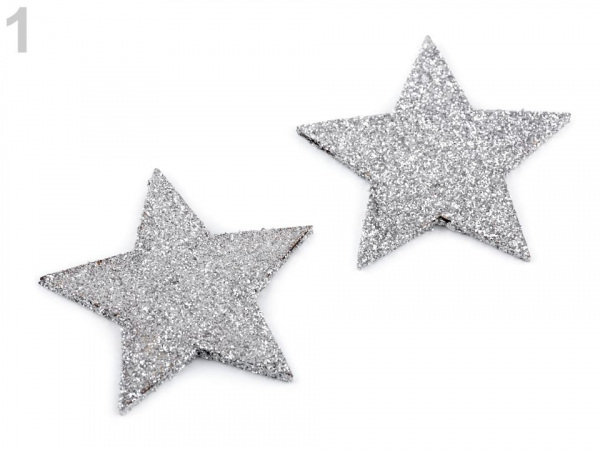 Hvězdy, vločky s glitry velké