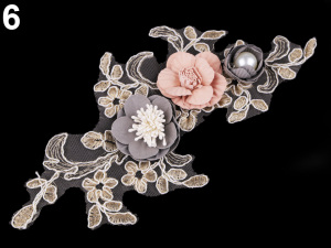 Monofilová aplikace / vsadka 3D 12x23 cm s květy