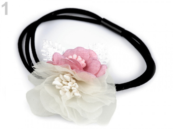 Gumička do vlasů s květy