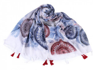 Šátek / šála mandala se střapci 90x180 cm