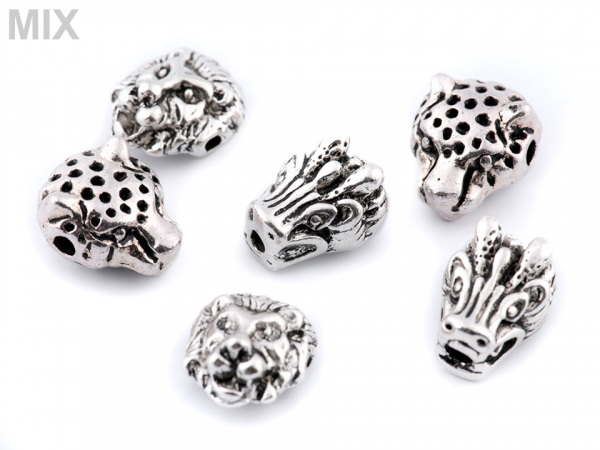 Kovový korálek lev, drak, panter