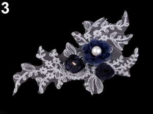 Monofilová aplikace / vsadka 3D 12x23 cm s květy