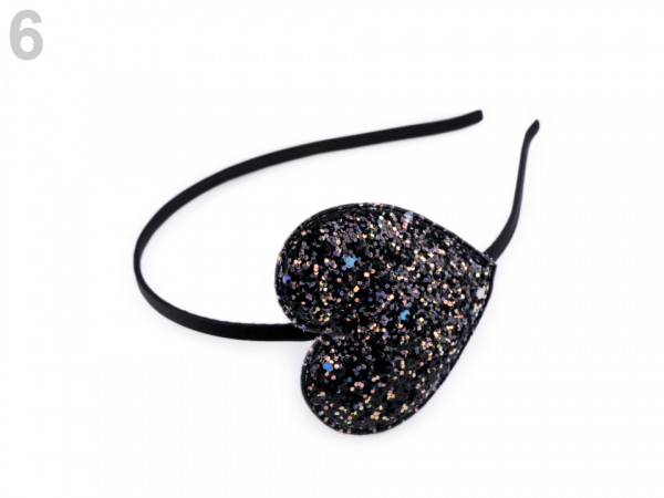 Čelenka do vlasů glitrová se srdcem