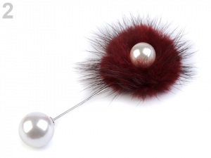 Ozdobný špendlík kožešinová bambule a perla