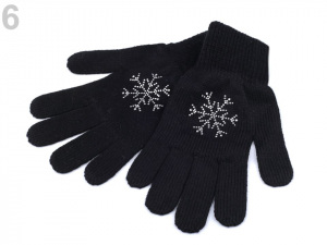 Dámské pletené rukavice vločka s kamínky Capu