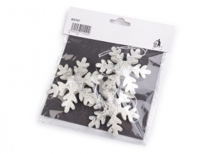 Kovová dekorace 3D vločky Ø7,4 cm