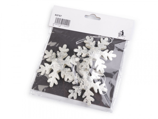 Kovová dekorace 3D vločky Ø7,4 cm