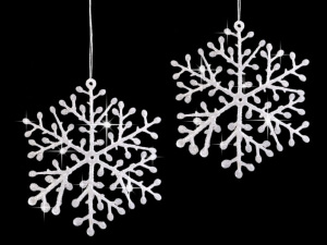 Vločka s glitry k zavěšení Ø8,5 cm menší