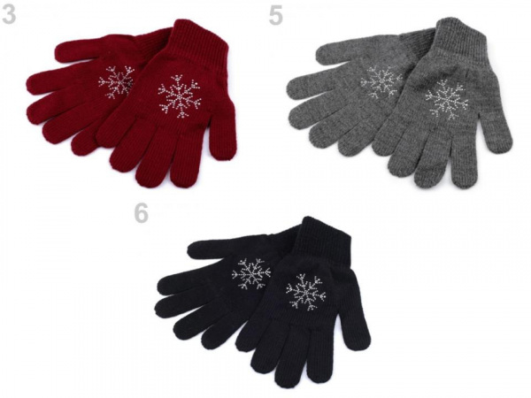 Dámské pletené rukavice vločka s kamínky Capu