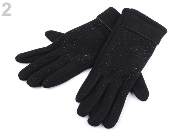 Dámské úpletové rukavice s kamínky