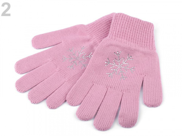 Dámské pletené rukavice vločka s kamínky Capu