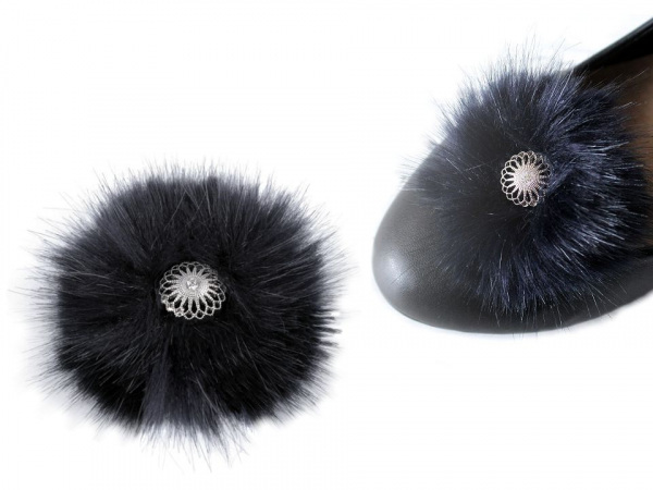 Kožešinová brož s klipem na obuv, na oděvy