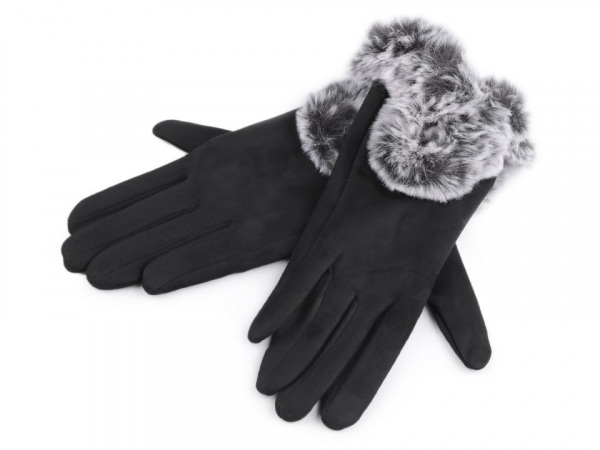 Dámské rukavice s umělou kožešinou