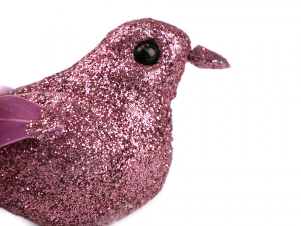 Dekorace vánoční ptáček s glitry 2. jakost