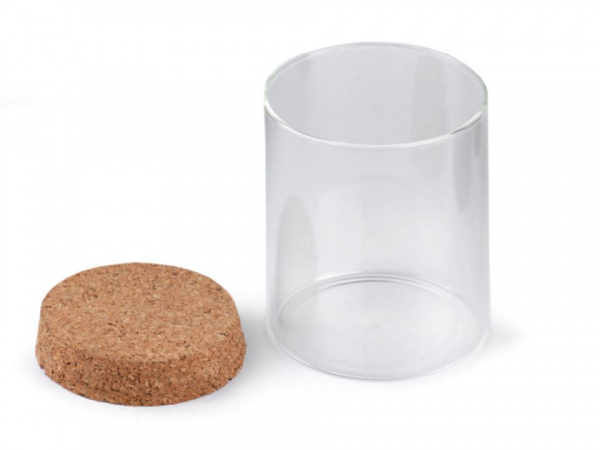 Skleněná dóza / lahvička s korkem 8x10 cm