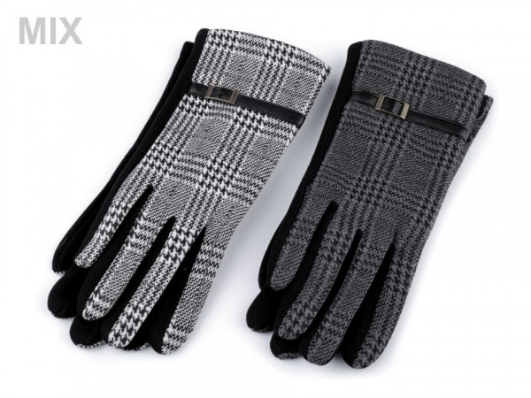 Dámské úpletové rukavice kárované