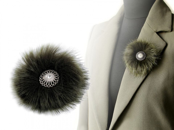 Kožešinová brož na patent na obuv, na oděvy