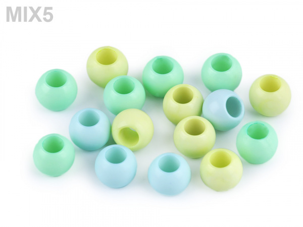 Plastové korálky s velkým průvlekem 9x12 mm