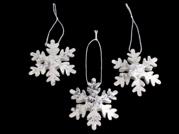 Kovová dekorace 3D vločky Ø7,4 cm