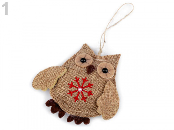 Jutová dekorace sova