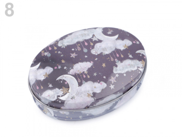 Plechová oválná krabička jednorožec