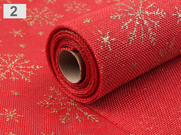 Imitace juty šíře 48 cm vločka s glitry