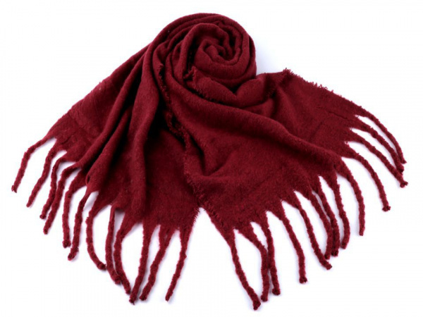 Šála zimní  jednobarevná s dredy 50x185 cm
