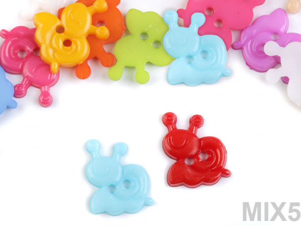 Knoflíky motýl, medvěd, květ, kost, šnek