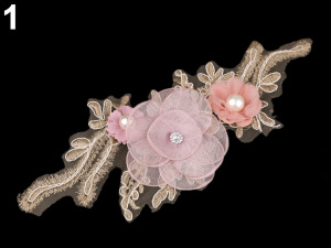 Monofilová aplikace / vsadka 3D 12x23 cm s květy