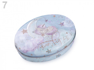 Plechová oválná krabička jednorožec