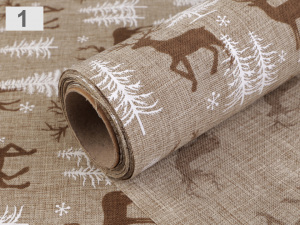 Dekorační metráž šíře 48 cm jelen, stromeček