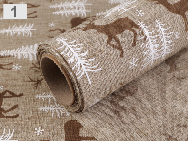Dekorační metráž šíře 48 cm jelen, stromeček