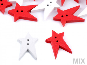 Dřevěný dekorační knoflík hvězda malá