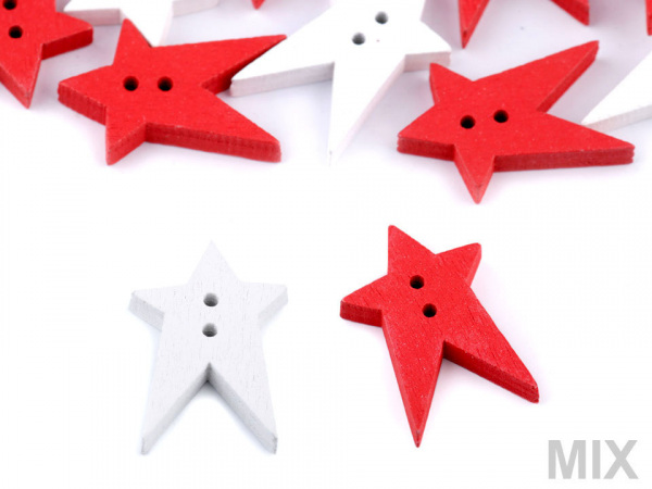 Dřevěný dekorační knoflík hvězda malá