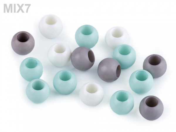 Plastové korálky s velkým průvlekem 9x12 mm