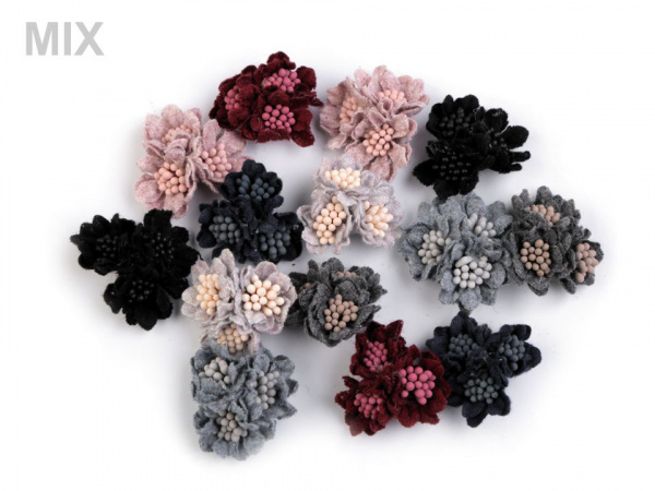 Vlněné květy s pestíky v barvě květu Ø35 mm