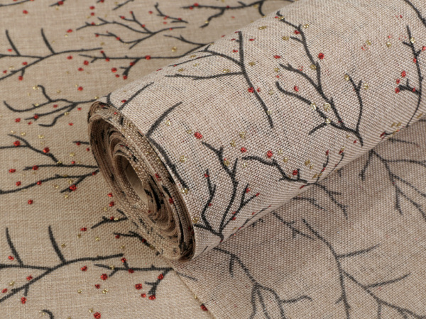 Imitace juty šíře 48 cm větvičky s glitry