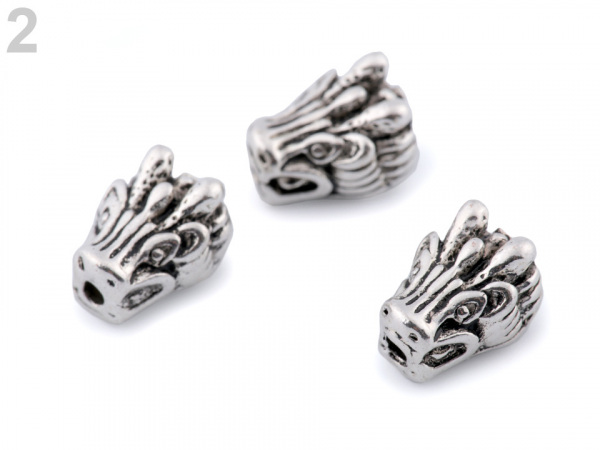 Kovový korálek lev, drak, panter