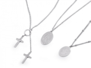 Náhrdelník z nerezové oceli křížky, madona, anděl