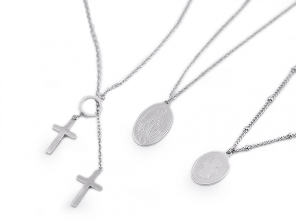 Náhrdelník z nerezové oceli křížky, madona, anděl