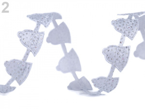 Saténový prýmek šíře 20 mm vánoční zvonečky s glitry