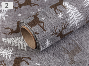 Dekorační metráž šíře 48 cm jelen, stromeček