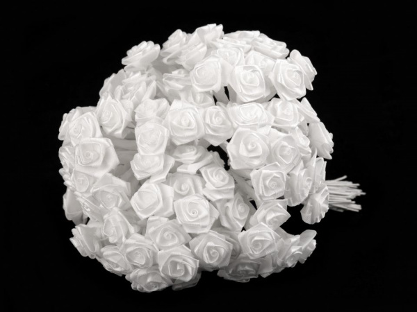 Saténová růže na drátku / polotovar na vývazky Ø15 mm