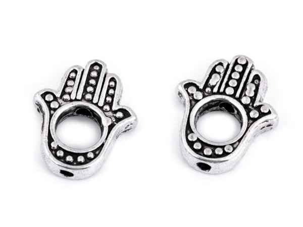 Kovový korálek Hamsa / ruka větší 13x15 mm