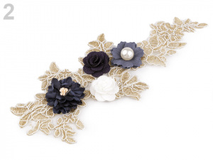 Monofilová aplikace / vsadka 3D 9,5x23 cm s květy