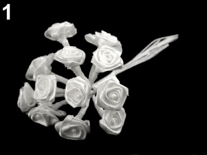 Saténová růže na drátku / polotovar na vývazky Ø15 mm