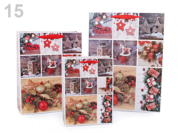 Dárková taška vánoční, sada 3 velikostí