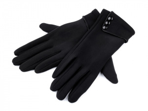 Dámské rukavice s knoflíky, bambulkou