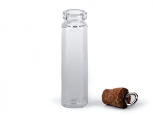 Skleněný přívěsek lahvička s korkem 12x52 mm