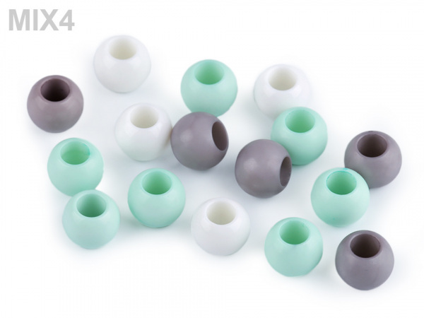 Plastové korálky s velkým průvlekem 9x12 mm